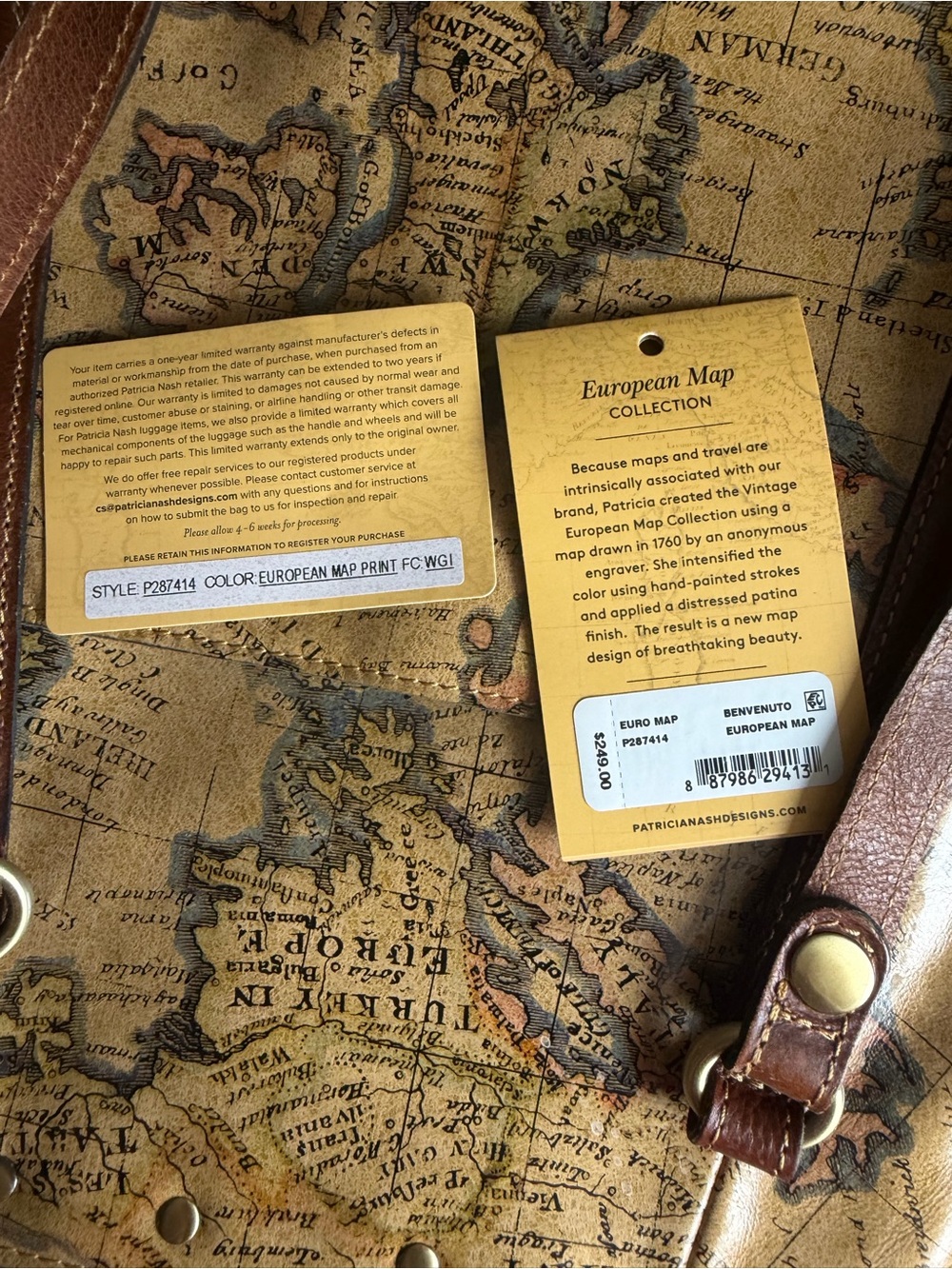 Patricia Nash European Map Collection Tote - Picture 6 of 10